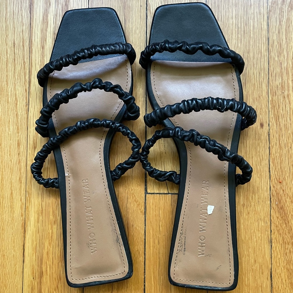 Black square toe sandals